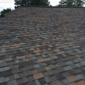 Close-up of patterned asphalt shingle roof