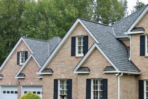 Brick house with gray gabled roof